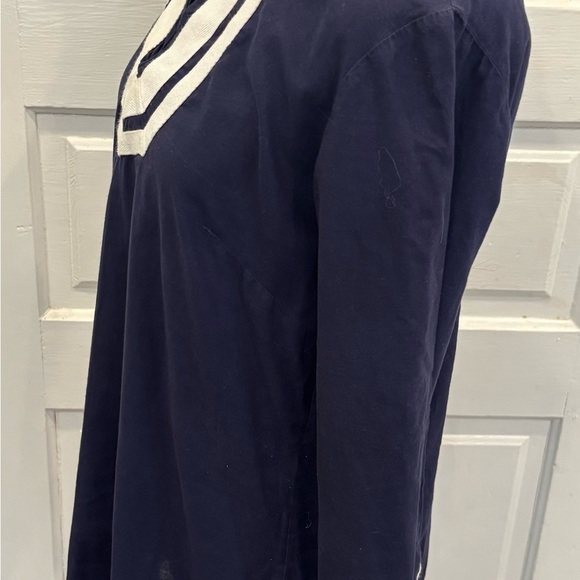 346 Brooks Brothers Navy 3/4 Sleeve Collar V Neck Tunic Shirt Sz Small - Picture 3 of 6